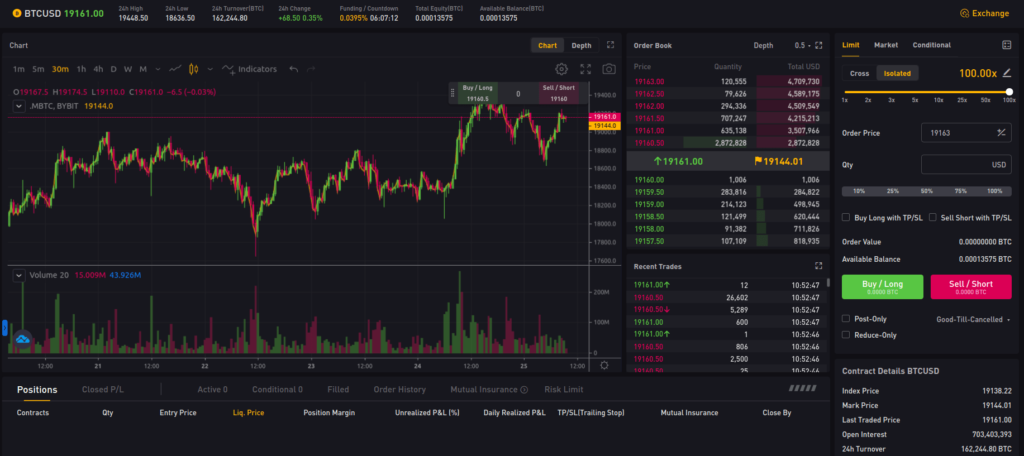 Bybit interfaccia