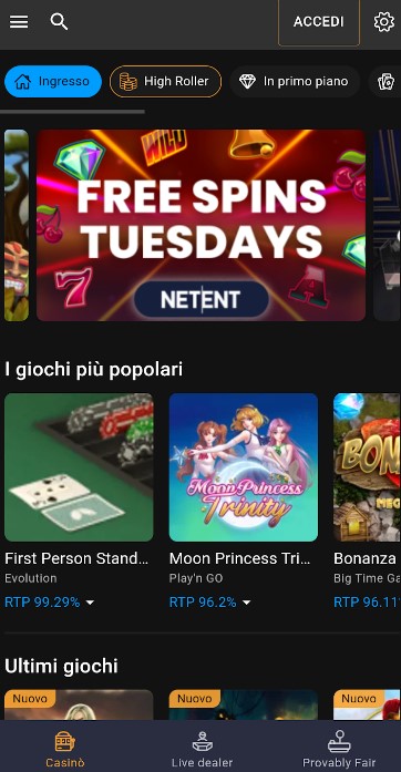 Cloudbet mobile screen 